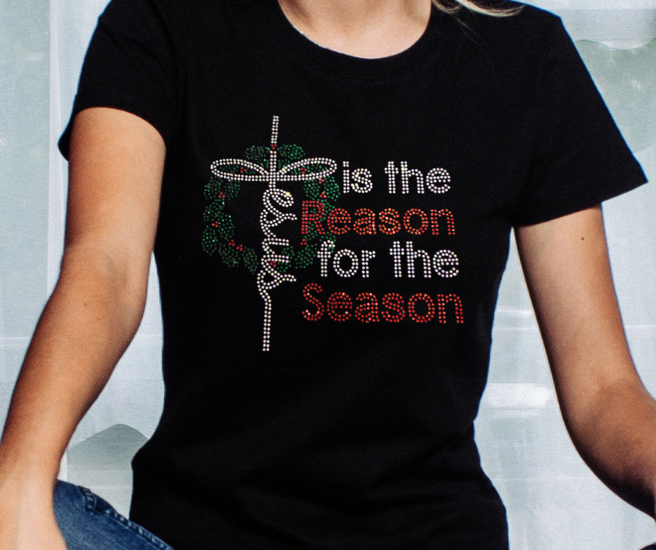 Jesus is the reason for the season rhinestone hoodie