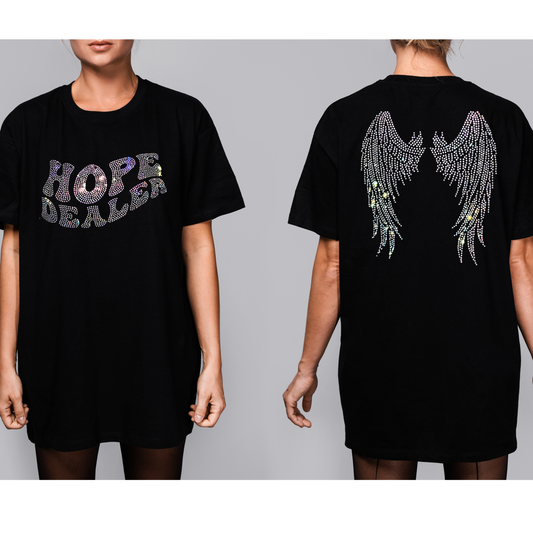 Hope Dealer Rhinestone Soft Cotton Tee Faith Based, Inspirational, Motivational, Christian  Clothing