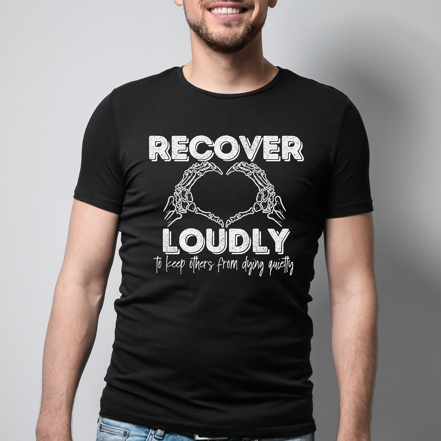 Recover Loudly Soft Cotton Tee Addiction, Recovery Hope Ministry