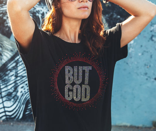 But God Rhinestone Soft Cotton Tee