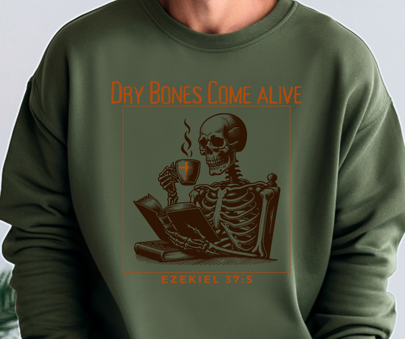 Coffee and Jesus Makes Dry Bones Come to Life Graphic Crew Sweatshirt