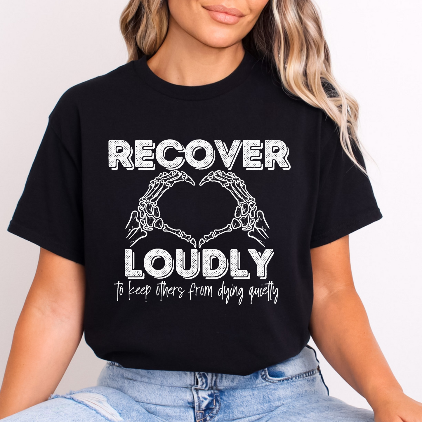 Recover Loudly Soft Cotton Tee Addiction, Recovery Hope Ministry