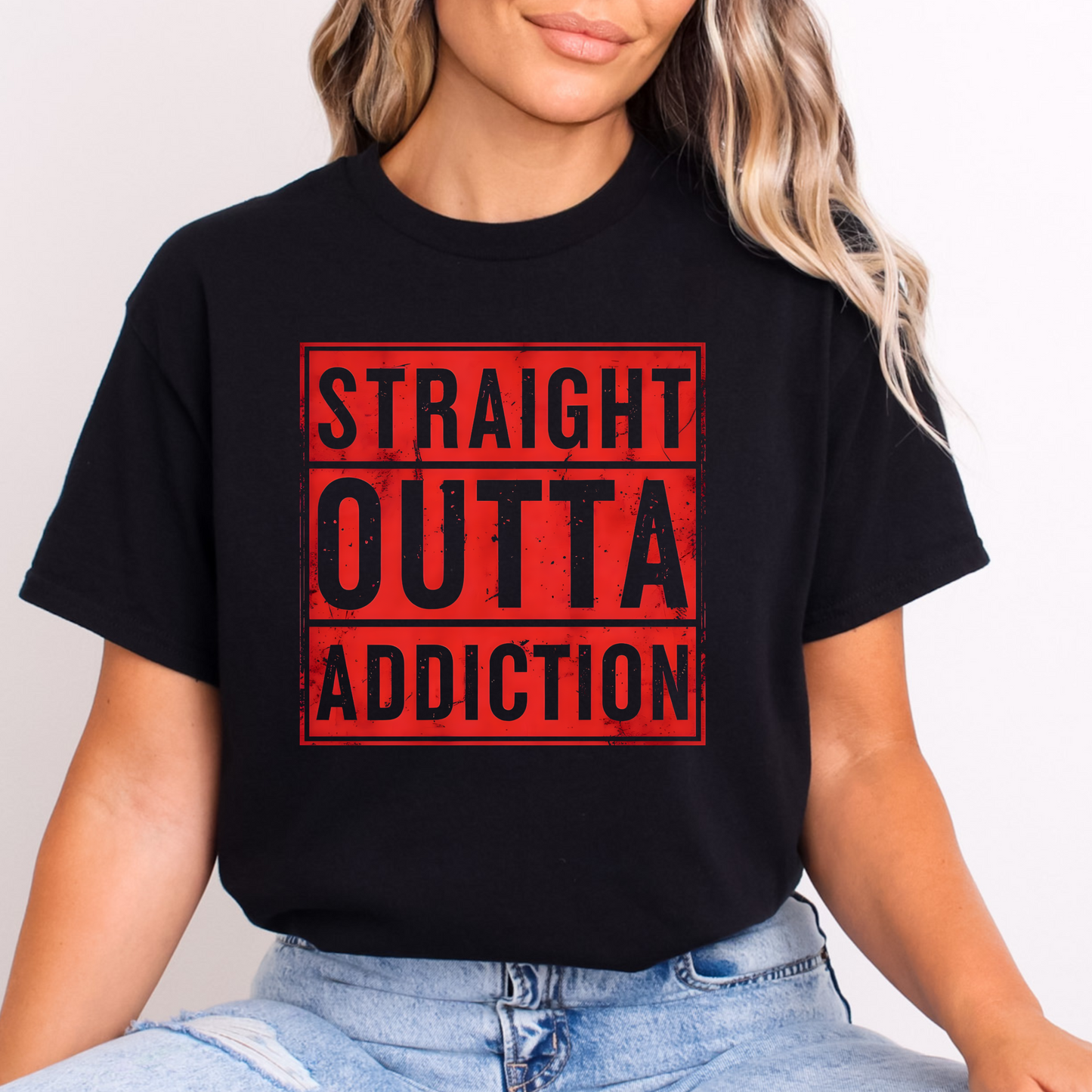Straight Outta Addiction Soft Cotton Tee Recovery NA, AA, Unisex, Inspirational