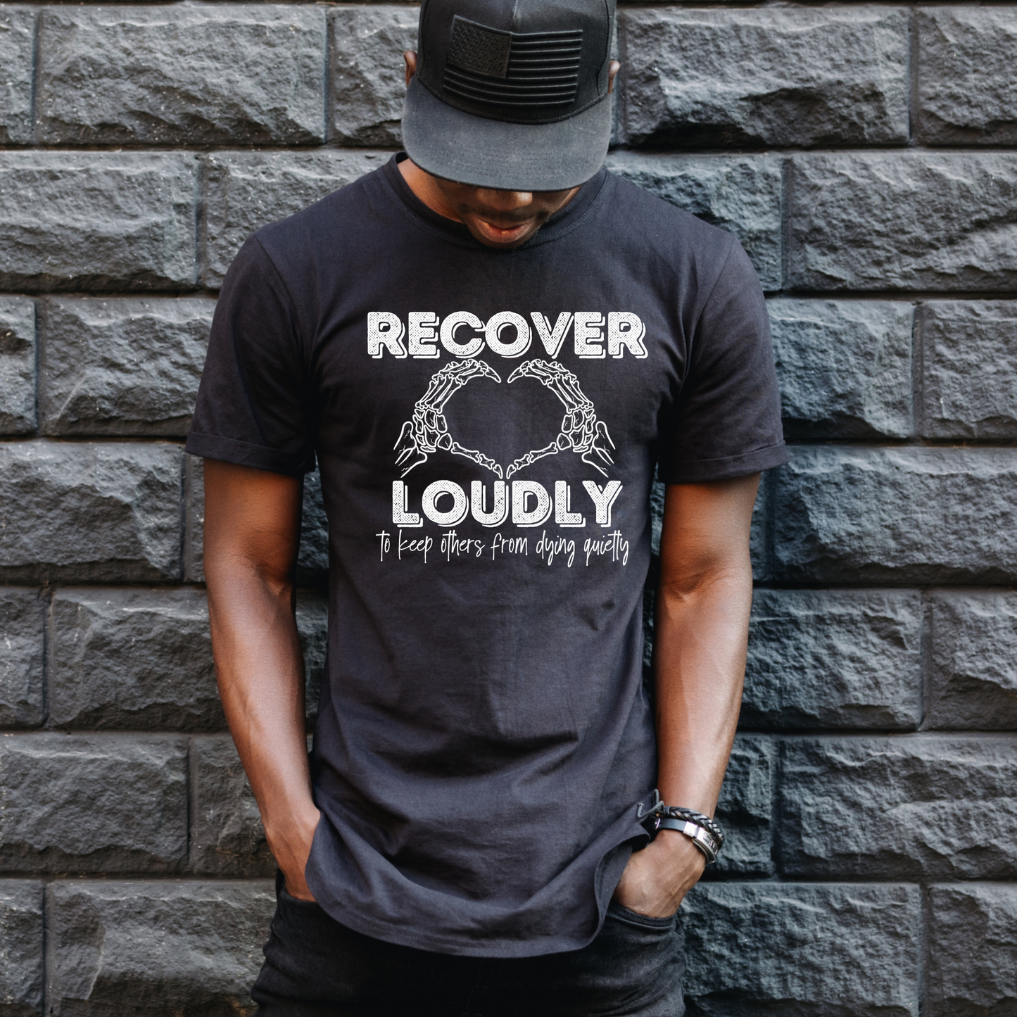 Recover Loudly Soft Cotton Tee Addiction, Recovery Hope Ministry
