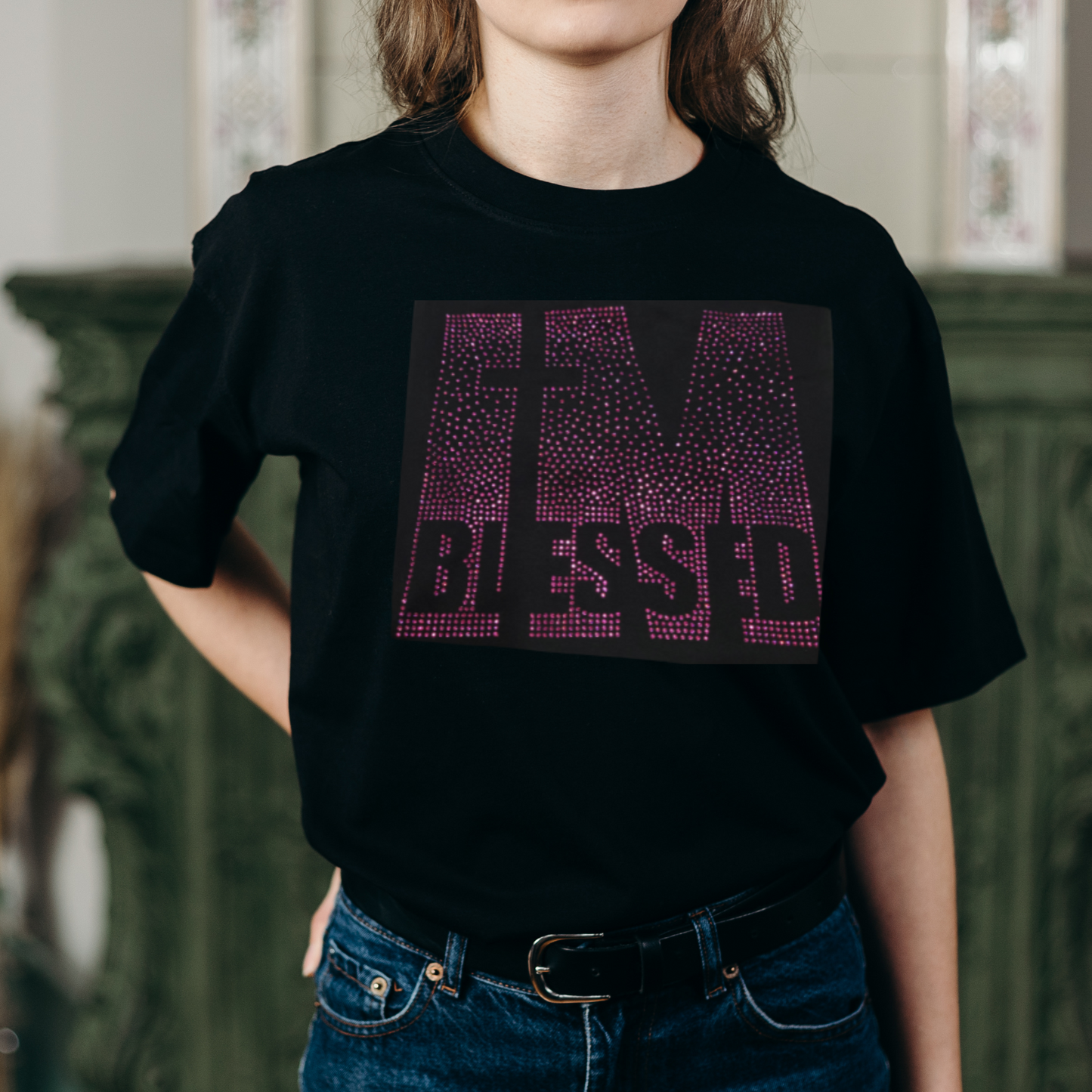 I'm Blessed Rhinestone Soft Cotton Tee, Faith Based, Christian, Inspirational, Motivational