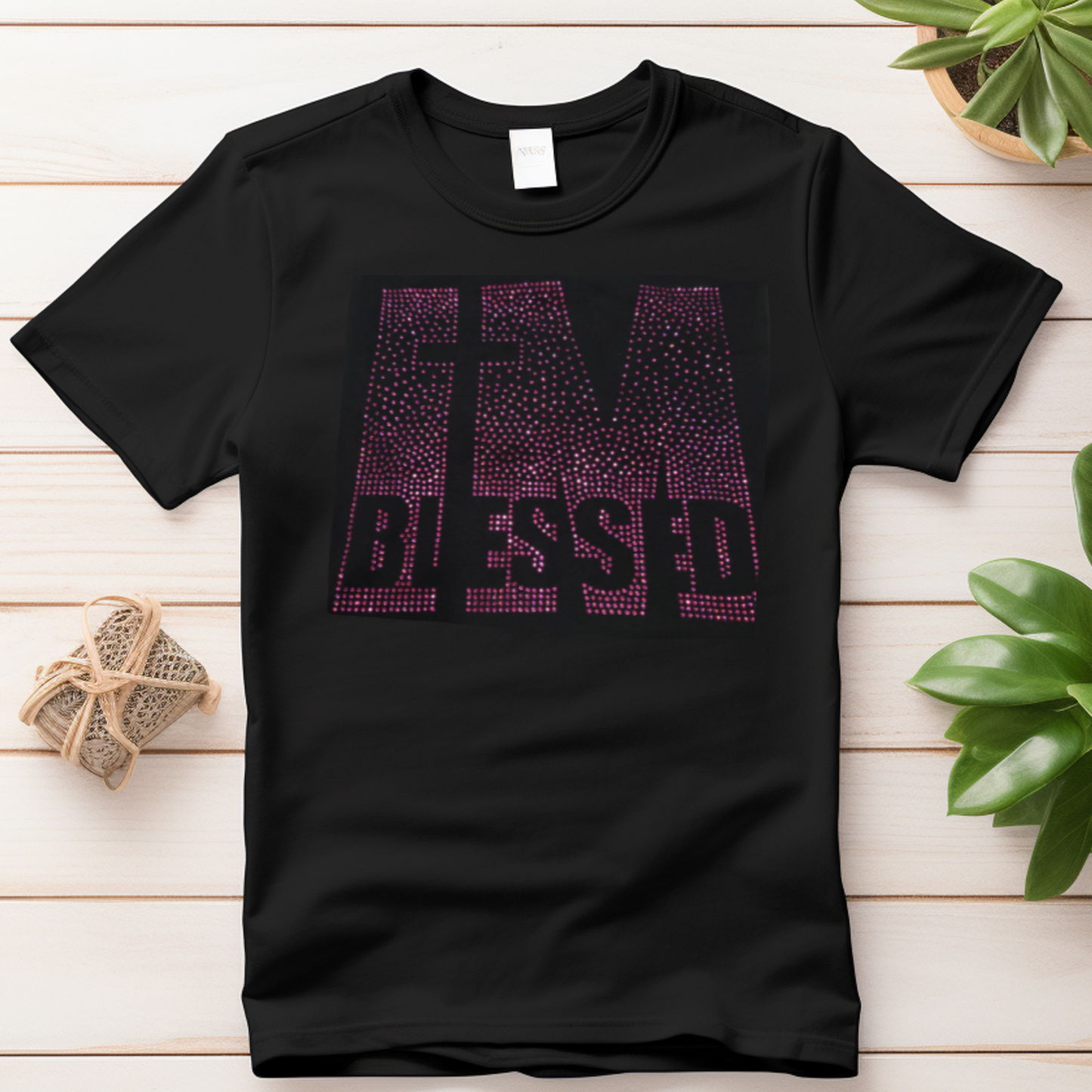 I'm Blessed Rhinestone Soft Cotton Tee, Faith Based, Christian, Inspirational, Motivational