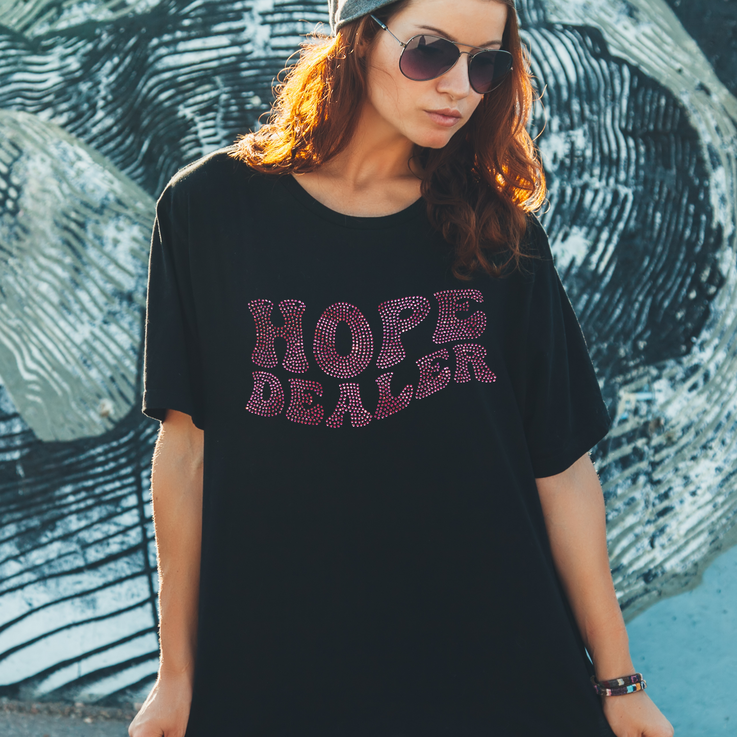 Hope Dealer Rhinestone Soft Cotton Tee Faith Based, Inspirational, Motivational, Christian  Clothing