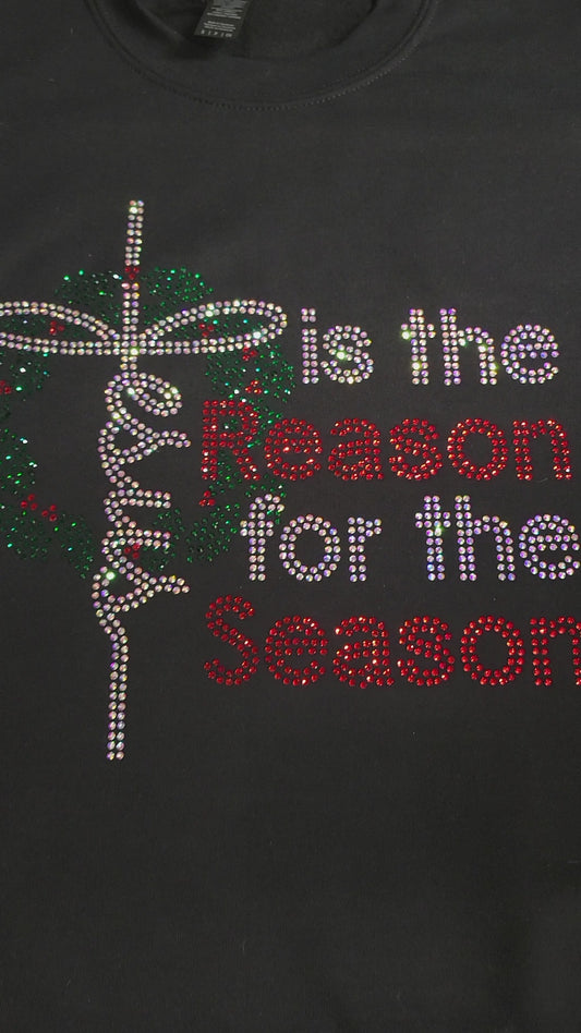 Jesus is the reason for the season rhinestone hoodie